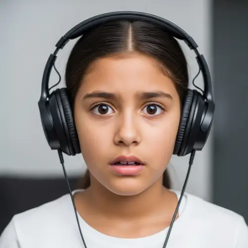 Scared Girl in Headphones - Emotional Photography