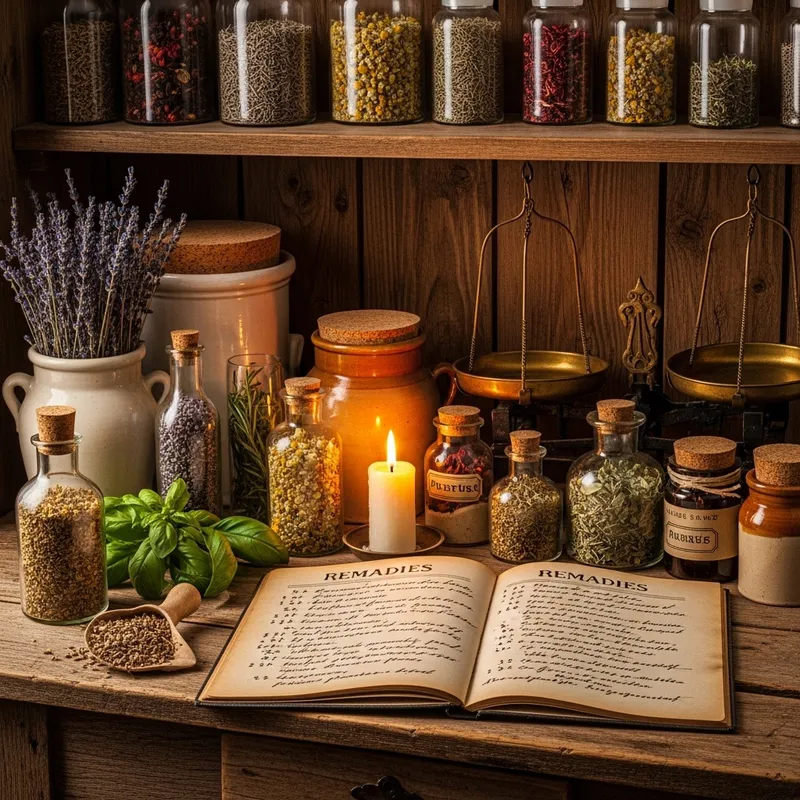 Vintage Herbal Remedies - Nostalgic Apothecary Scene Vintage Herbal Remedies - Nostalgic Apothecary Scene