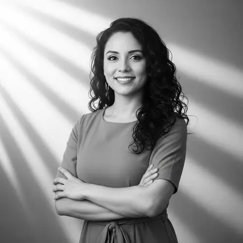 Confident Hispanic Woman in Casual Dress | Portrait Photo