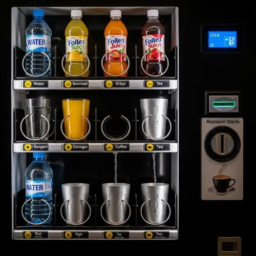 Unique Vending Machine with Refillable Aluminium Glasses | Sustainable Drink Options