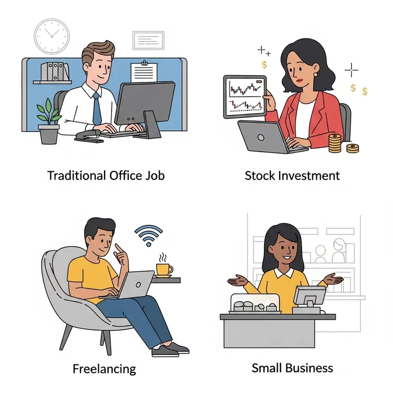 Explore Diverse Income Methods: Clipart Guide