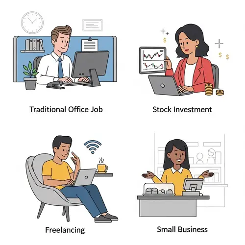 Explore Diverse Income Methods: Clipart Guide