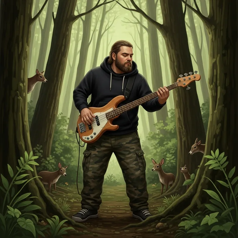 Woodland Bass Player: Musical Harmony in the Wild Woodland Bass Player: Musical Harmony in the Wild