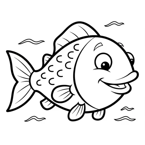 Playful Fish Cartoon Drawing for Kids | Coloring Activity