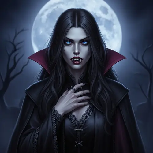 Dark Fantasy Female Vampire with Blue Eyes | Mesmeric Beauty