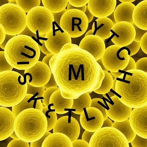 Luminous Yellow Eukaryotic Cells | Detailed Cell Illustration