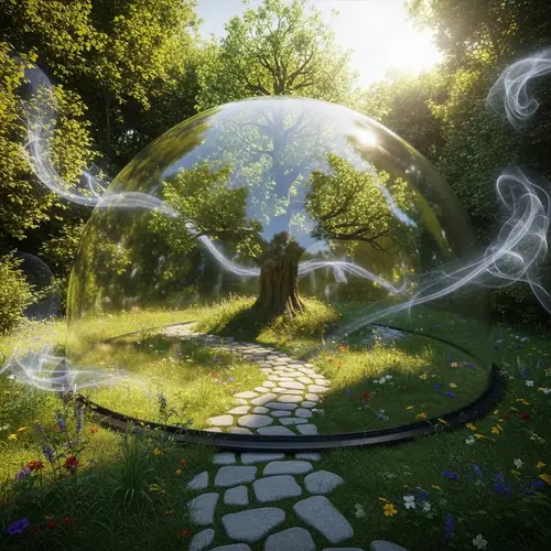 Enchanted Glass Dome in Lush Forest | Serene Nature Scene