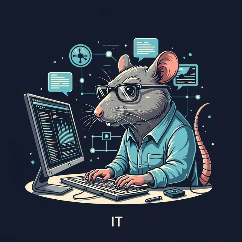 Rat IT Guy with Glasses - Telegram Sticker Style Vector Graphic