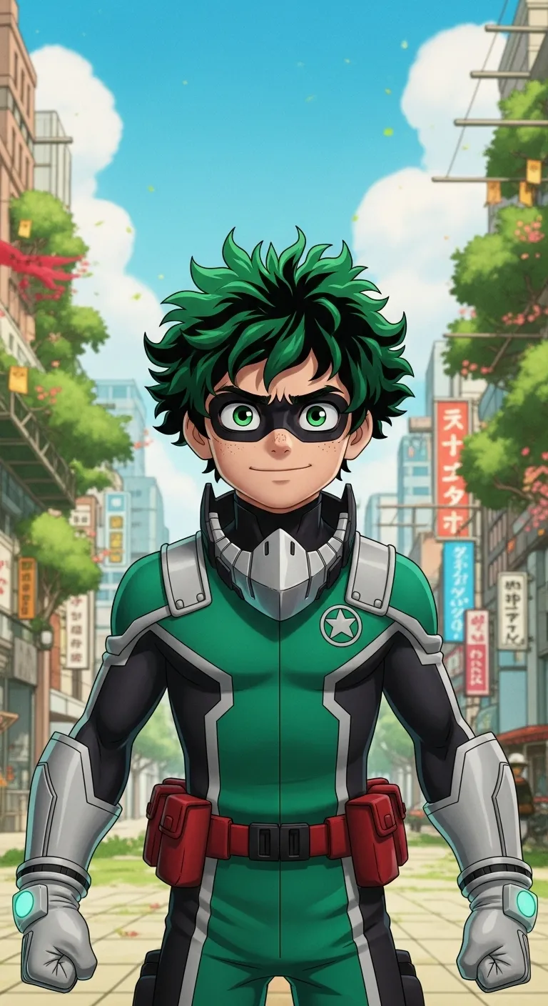 Green-Haired Superhero: Fierce Determination and Kindness