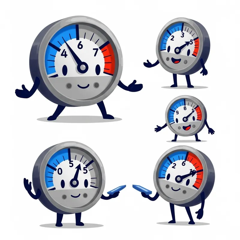 Friendly Gauge Mascot Design | Whimsical Digital Painting