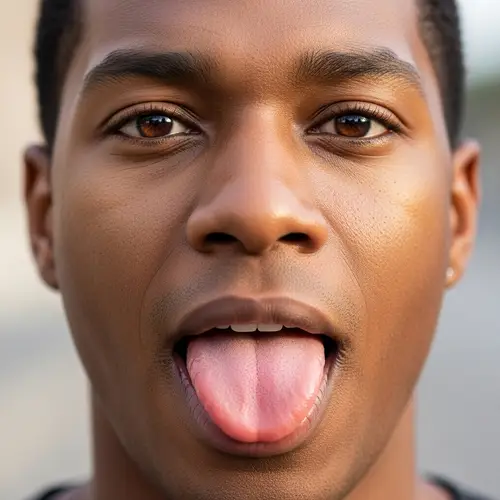 Black Male with Healthy Tongue - Clean and Groomed