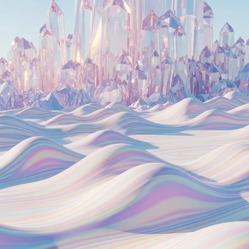 Psychedelic World Landscape with Soft White Hills & Crystal Mountains Psychedelic World Landscape with Soft White Hills & Crystal Mountains