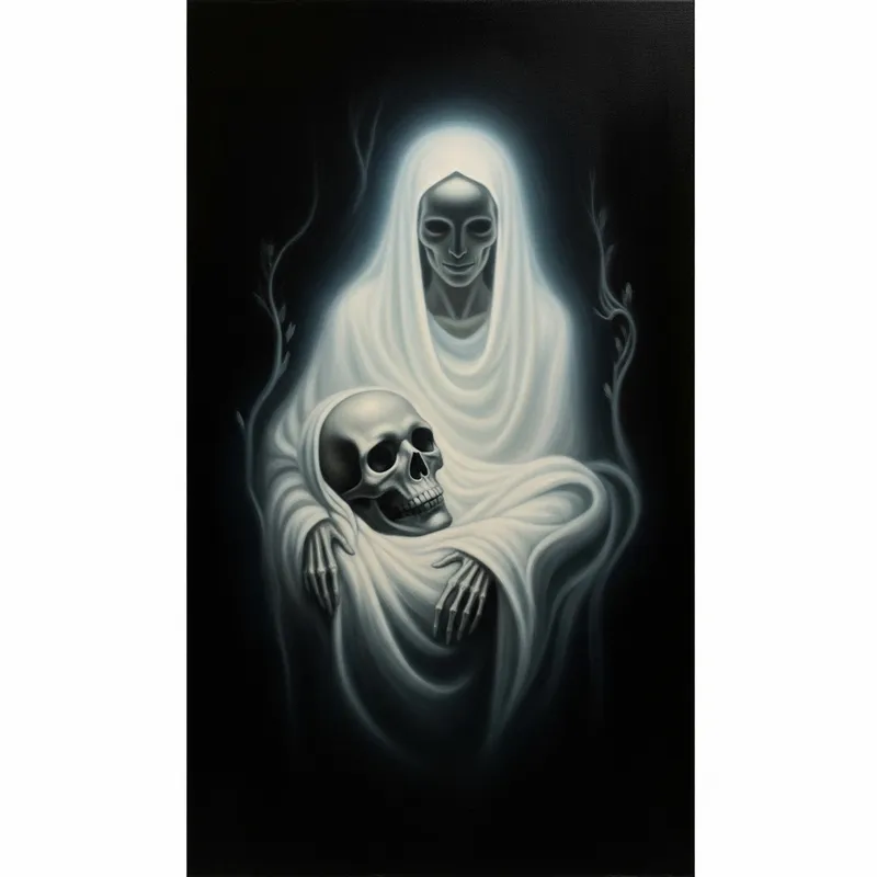 Surrealistic Interpretation of Death with Ethereal Light and Shadow