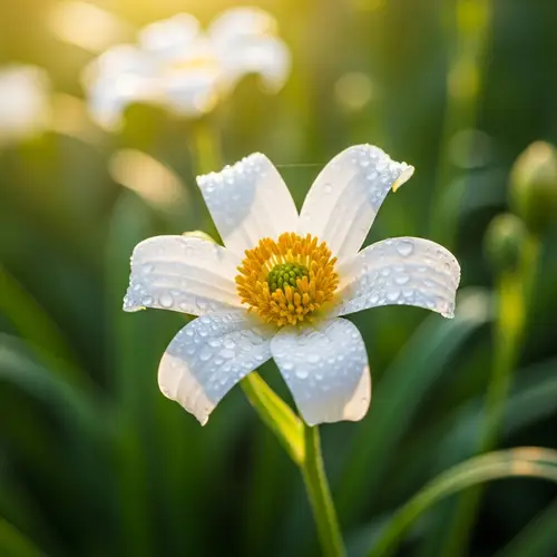 Radiant White Blossom in Golden Morning Light