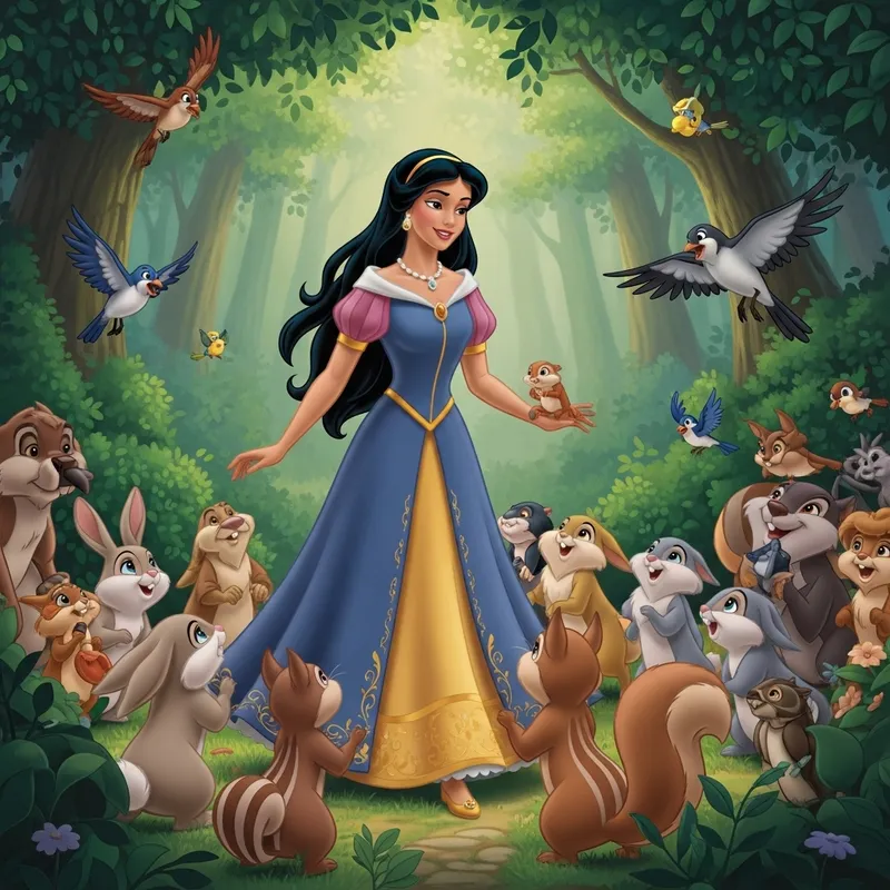 Adventurous Disney Princess with Woodland Animals