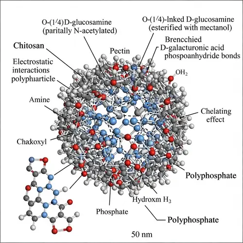 Chitosan-Pectin-Polyphosphate Nanoparticles Structure