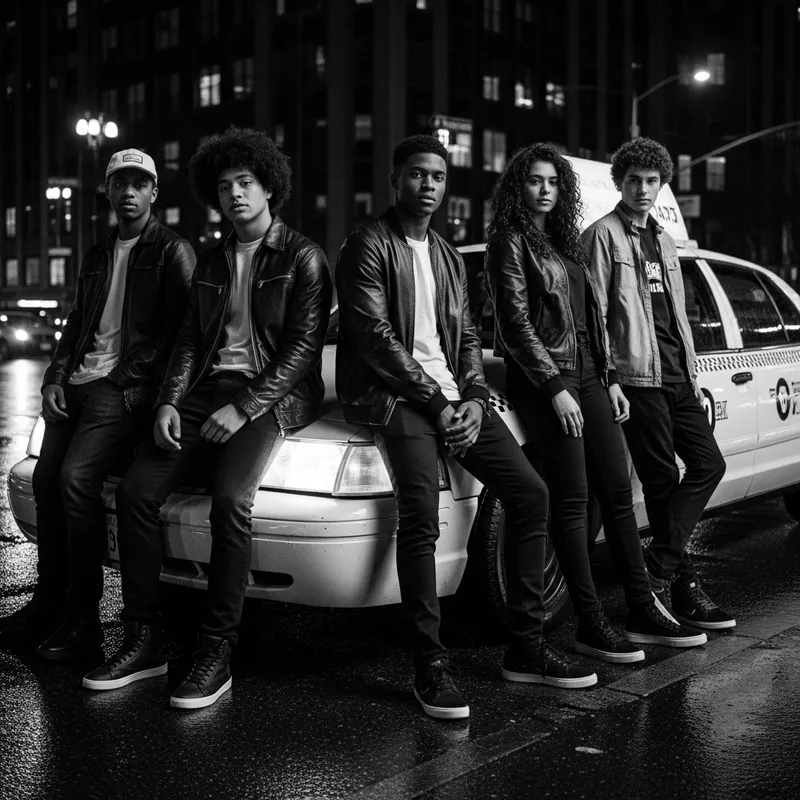 Gritty Urban Teenagers in Vintage Street Noir Scene
