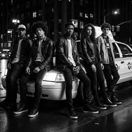 Urban Teenagers in Film Noir Scene | Vintage Street Photography