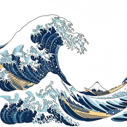Minimalist Digital Art: The Great Wave Interpretation