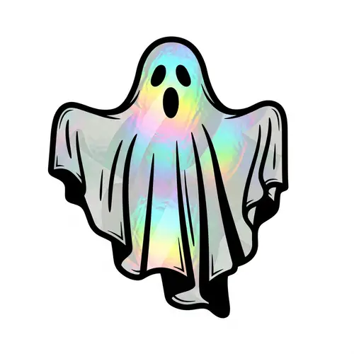 Black and White Ghost Stencil with Holographic Interior