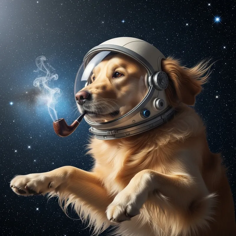 Realistic Dog Astronaut Smoking in Space - Best Image Depiction