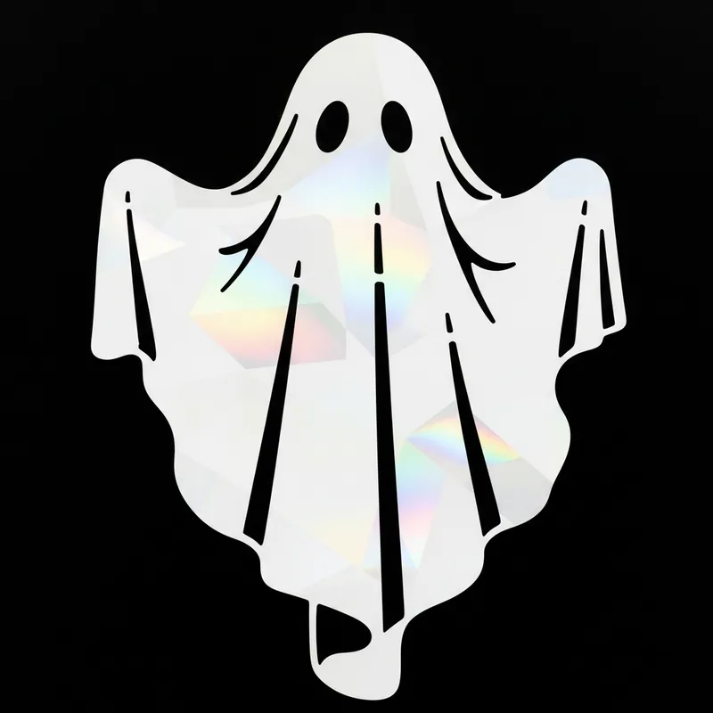 Black & White Ghost Stencil: Eerie Holographic Interior Black & White Ghost Stencil: Eerie Holographic Interior