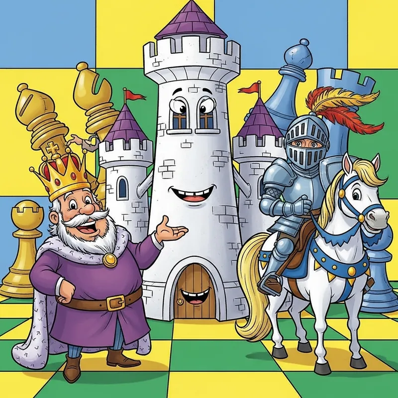Whimsical Chess Characters for Children's Comics
