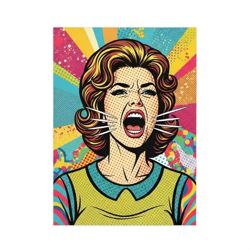 Retro Pop Art: Vibrant Woman Screaming Art Piece