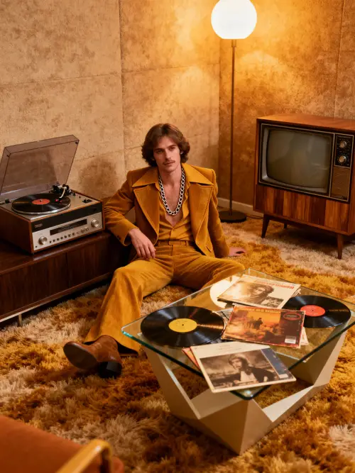 Stylish 70s Living Room Vibe with Vintage Accessories