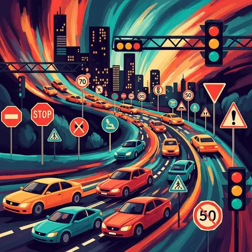 Vibrant Illustration of 5 Pillars of Traffic Management