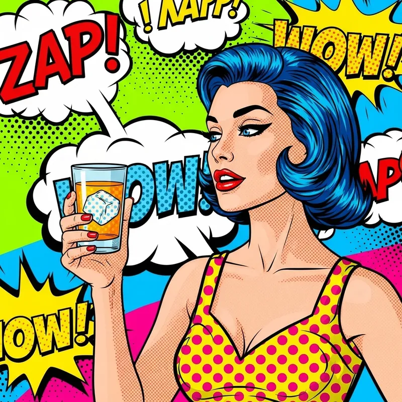 Vibrant Pop Art Woman Holding Vodka Glass
