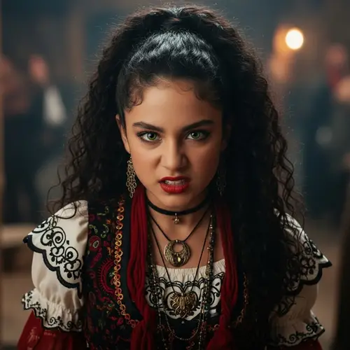 Gipsy Girl with Tan Skin and Green Eyes | High Quality Masterpiece