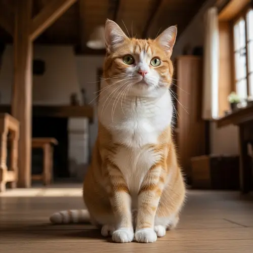 Domestic Short-Haired Cat - Orange & White Colors | Charming Scene