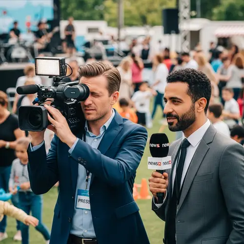 Diverse Male Reporters Covering Fun Event - Behind the Scenes