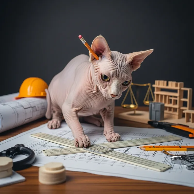 Sphynx Cat Engineering on Desk Sphynx Cat Engineering on Desk