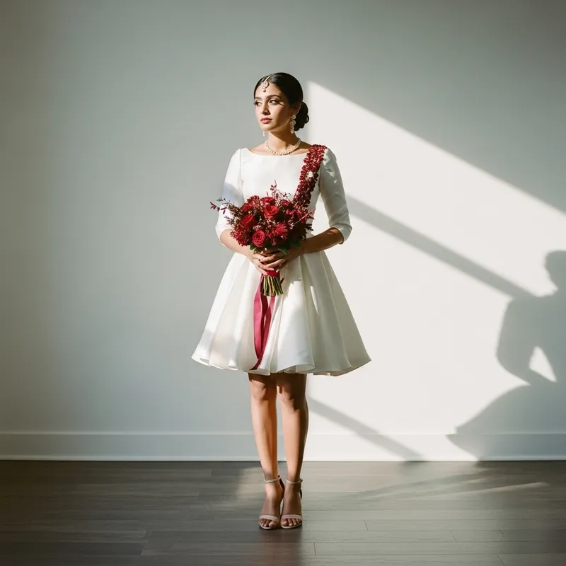 Vintage-Inspired South Asian Bride in Satin Dress
