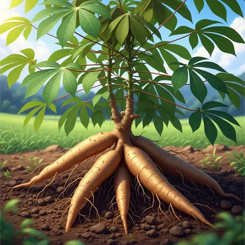 Strong Cassava Roots: Healthy Growth in Nutrient-Rich Soil