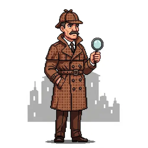 Detective Pixel Art Image - Mystery Detective in Action