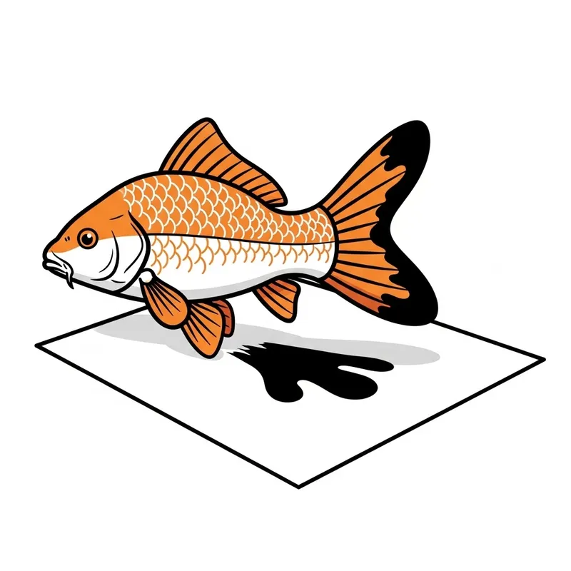 Simple Koi Clip Art Tail Print | Ink Impressions on Paper