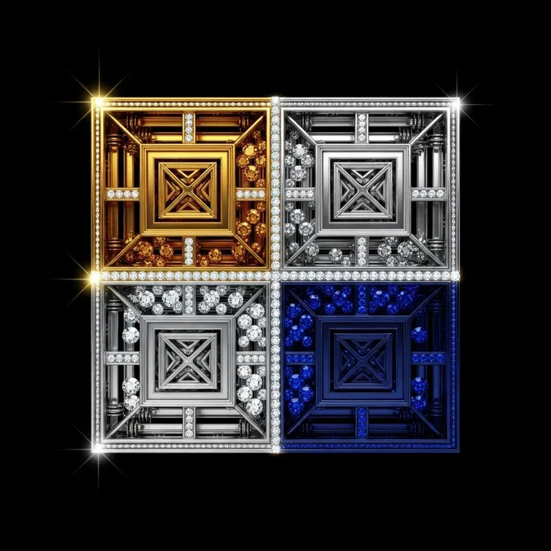 Luxurious Deluxe Grid: Gold, Silver, Diamonds & Sapphires
