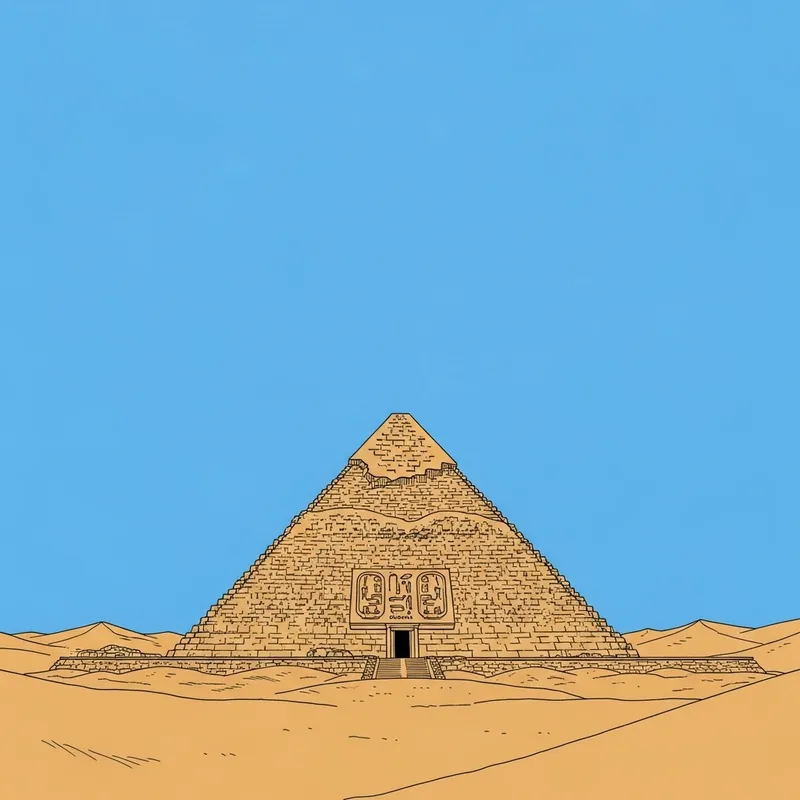 Manga Style Pyramid in Vast Desert Landscape