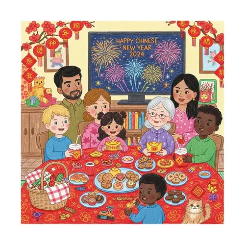 Joyful Family Celebration: Sophia and Cousins Amid Festive Setting