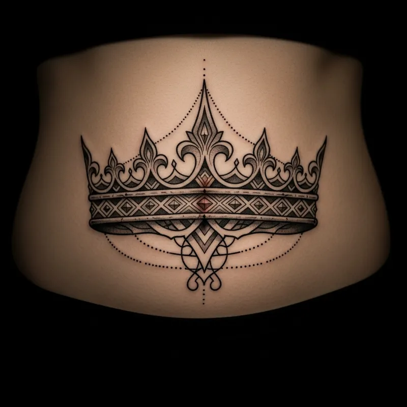 Detailed Tribal Crown Tattoo Design | Mysterious & Sensual Art