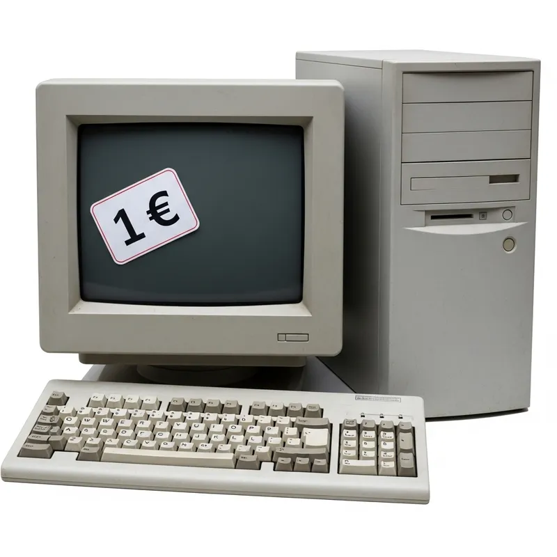 1 Euro Computer - Outdated Model with CRT Screen | Shop Now!