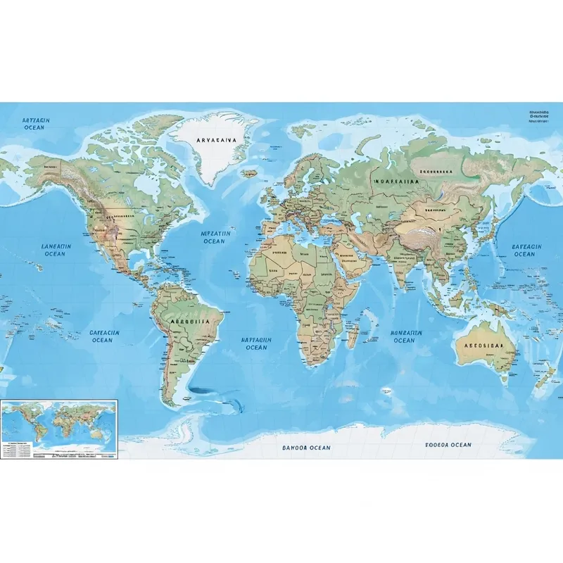 Detailed World Map with Continents and Countries