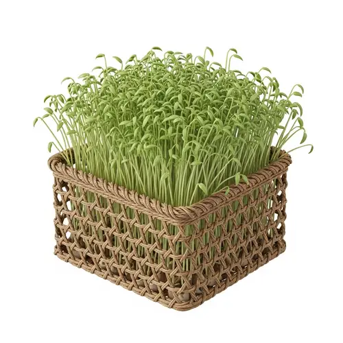 3D Square Basket with Fresh Bean Sprouts