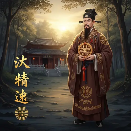 Daoist Priest in Traditional Chinese Robes