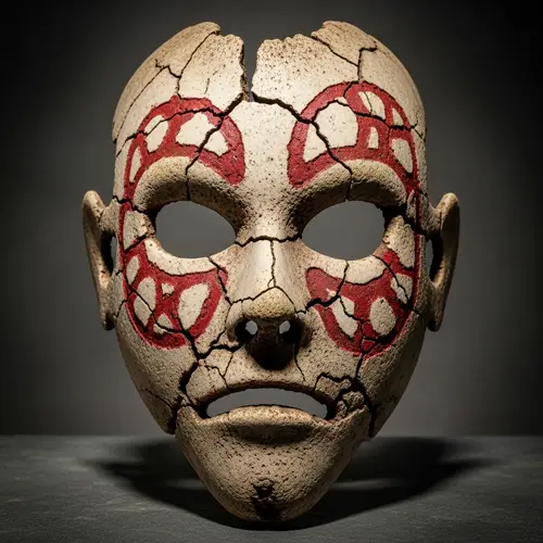 Cracked Bone Mask with Mysterious Red Marks