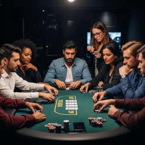 Multicultural Poker Players Engaged in Gameplay
