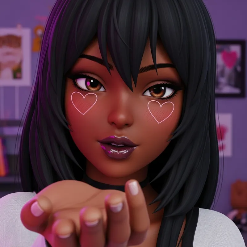 Stunning 3D Anime Portrait of a Dark-Skinned Woman